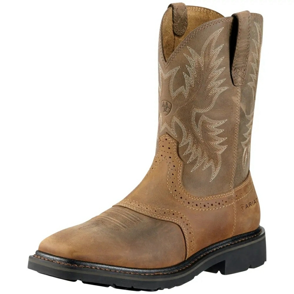 Mens Size 10.5 EE Ariat Men's Sierra  Square Toe Aged Bark Steel Toe Work Boots